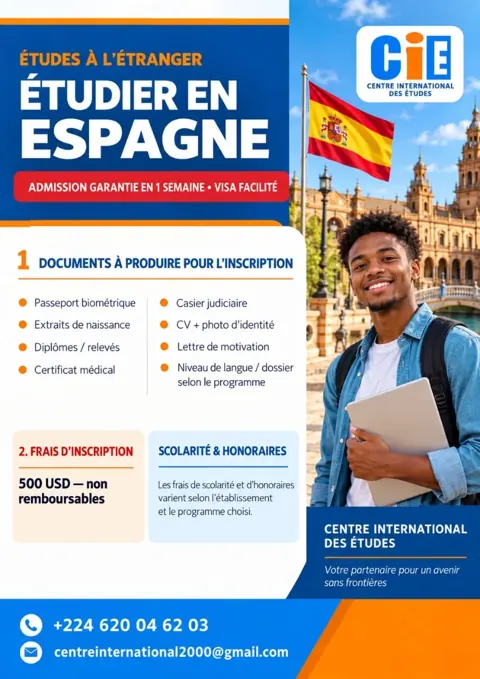 Affiche : étudier en Espagne avec le Centre International des Études